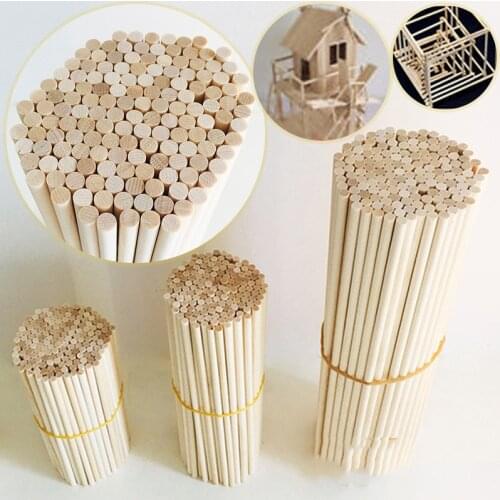 50PCS Round Wooden Stick For Crafts Food Ice Lollies DIY Model And Home Wooden Decoration