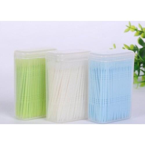 500pcs Disposable Double Head Toothpick Interdental Brush Oral Hygiene Cleaning Tool Women Men Random Color TSLM1