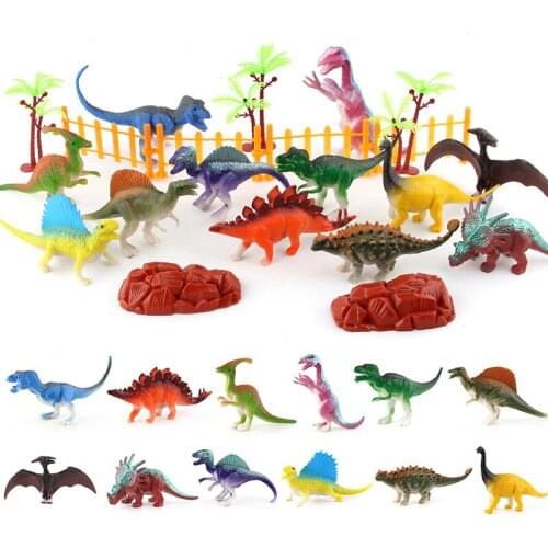 7pcs/set Mini Animals Dinosaur Simulation Toy Play Dinosaur Model Fence Stone Action Figures Classic Collection For Kids Boys