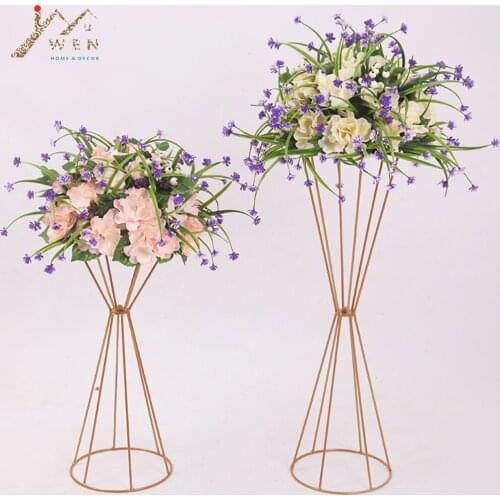 70CM/50CM Flower Vases Gold/ White Flower Stands Metal Road Lead Wedding Centerpiece Flowers Rack For Event Party Decoration