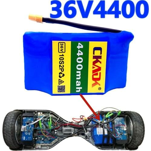 18650 battery 100% CKADK 10s2p 36V Li ion rechargeable battery 4400mah 4.4ah single cycle voltage Hover Board battery