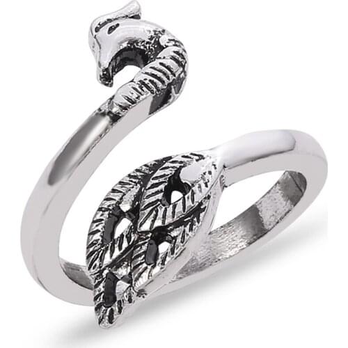 Bohemian Silver Color Peacock Rings Vintage Style Wedding Rings for women