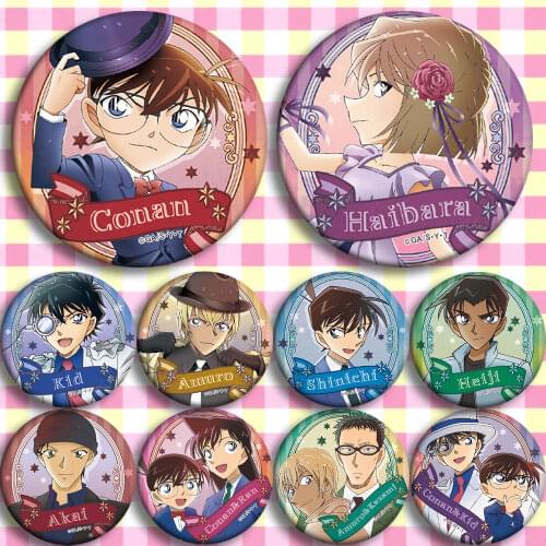Brdwn Detective Conan Case Closed Conan Edogawa Kudou Shinichi Mouri Kogorou Haibara Ai Cosplay Badge #IL
