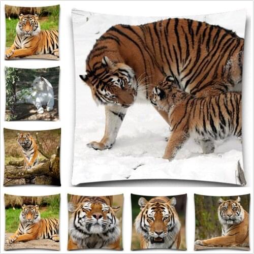 Wild Tiger Pattern Cushion Cover Home Decorative Pillow Case 18*18 inch 5 size New Cotton polyester Pillow Cover Vintage