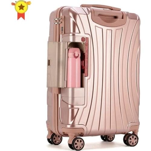 PC Rolling Suitcase with Cup holder,Travel Luggage Bag ,Universal wheel trip Trolley Case,20"22"24"26"28" inch High quality Box