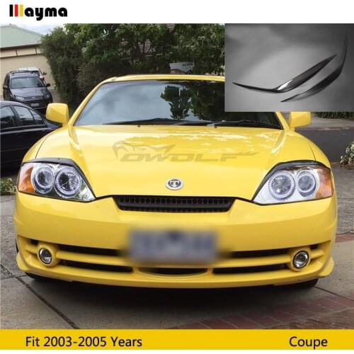 Carbon Fiber Headlight decorative sticker For Hyundai Coupe 2003 - 2005 Fiber glass primer matte black front Eyebrow 2pcs/set