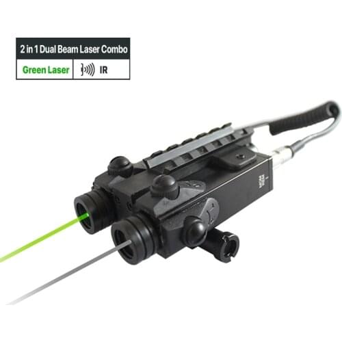 Dual Beam Tactical Green Laser and Infrared Laser Combo with Extra Build-in Picatinny Rail Mount with Military Standard