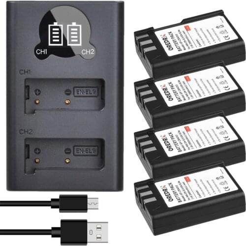 EN-EL9A EN EL9 EL9A EN-EL9 Battery Pack + Charger with Type-c Port for Nikon D3000, D5000, D40X, D40, D60 DSLR
