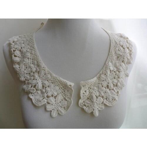 Beige Embroidered Lace Applique Pure Cotton Lace Collar For DIY Clothing Accessories Collar Sewing Applique