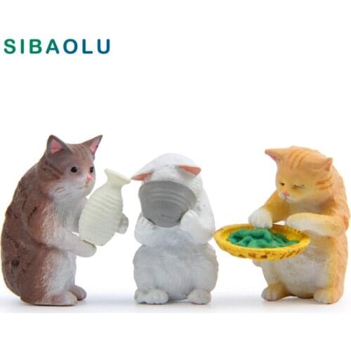 Lifestyle Cat Drink miniature figures Kitten Miniature figurines Home decoration mini fairy garden animals ornaments resin craft