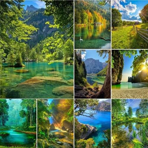 5D DIY Diamond Painting Landscape Cross Stitch Kit Full Drill Embroidery Scenery Mosaic Art Picture of Rhinestones Decor Gift