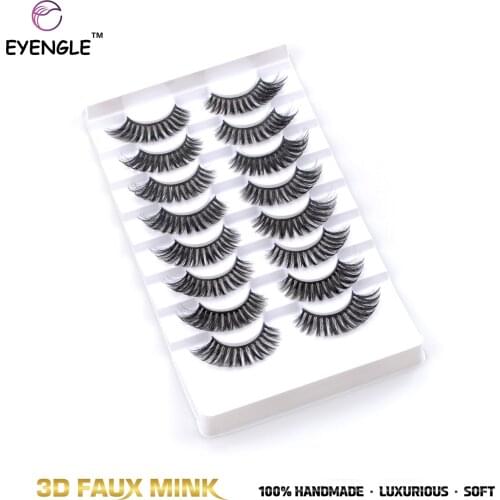 EYENGLE 8Pairs MAKEUP 3D False Eyelashes Natural Wispy Handmade Lashes Fluffy Extension Fake Eyelash Volume Quality Reusable CIL