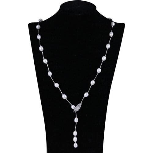 Fancy 8-9mm rice freshwater pearl necklace multi-color beads necklace chain leaf & flower shape clasp design