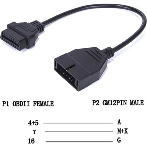 2019 Newest OBDII OBD 2 Connector Adapter for GM 12 Pin GM12 to 16 Pin Auto Diagnostic Cable For GM Vehicles autoscanner adapter