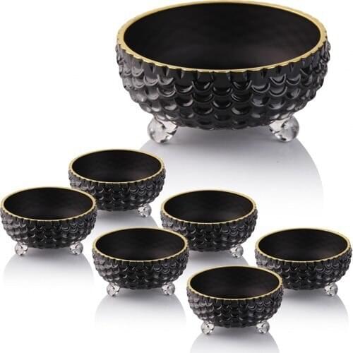 Queens Kitchen Crystal Glass 7 Piece Gilt Service & Presentation Set