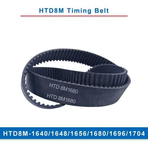 Timing belt HTD8M-1640/1648/1656/1680/1696/1704 teeth pitch 8mm circular teeth belt width 20/25/30/40mm for 8M timing pulley
