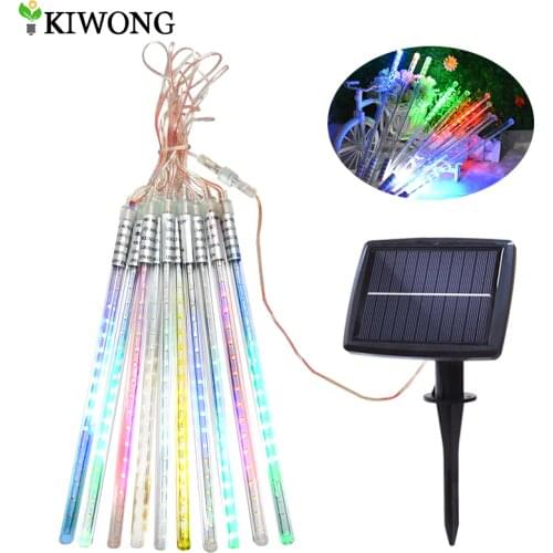 Solar Meteor Shower Rain Lights 10 Tube 200 LEDs Outdoor Christmas String light Waterproof Decoration Lighting for Wedding Party