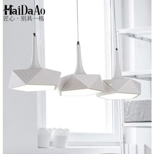 Modern minimalist white iron led bar pendant light dining room coffee restaurant hanging lamp droplight 110-240V