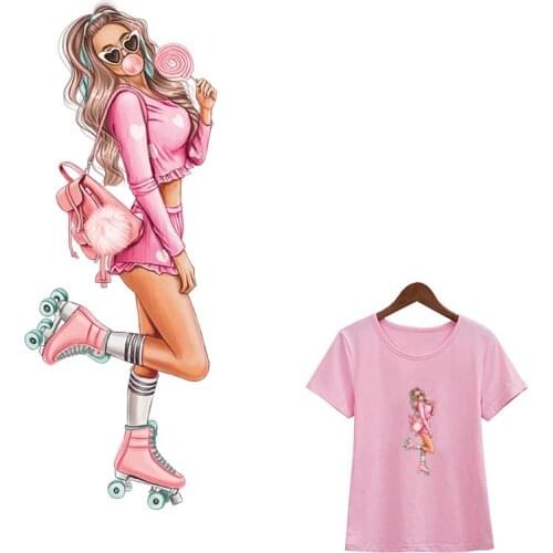 Candy Girl Iron On Patches For Girl T-Shirt Dresses Jeans Diy Accessory Iron On Clothes Stickers Fashion Heat Transfer Patch