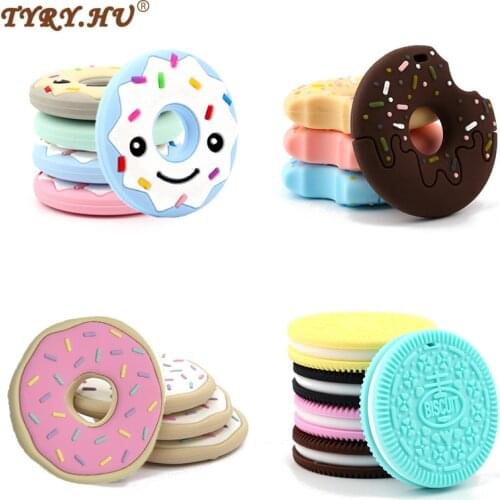 TYRY.HU Silicone Donuts 1pcs Baby Teether Lovely bracelet Diy Teething Necklace Accessorie Baby Food Grade Silicone Teether bead