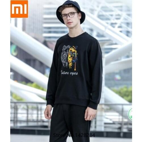 Xiaomi Autumn embroidery tiger head Sweatshirt Round neck Soft Comfortable Fashion loose sports casual long sleeves Sportswear