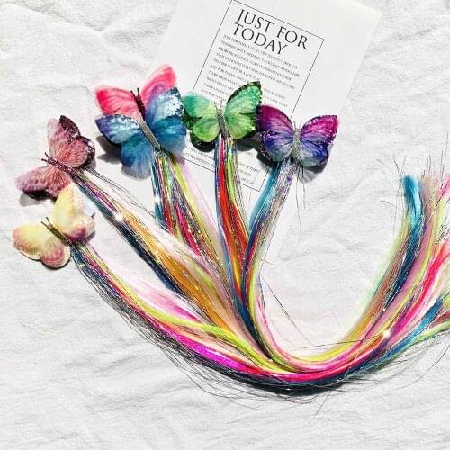 Princess Girls Pigtails Hair Clip Colorful Long Braid Butterfly Hairpins Children Kids Hair Barrettes Hair Accessories