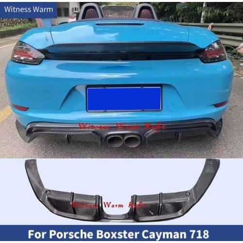 For Porsche 718 Cayman Boxster 2016 2017 2018 Rear Bumper Lip Diffuser Spoiler Apron Splitters Carbon Fiber Protector