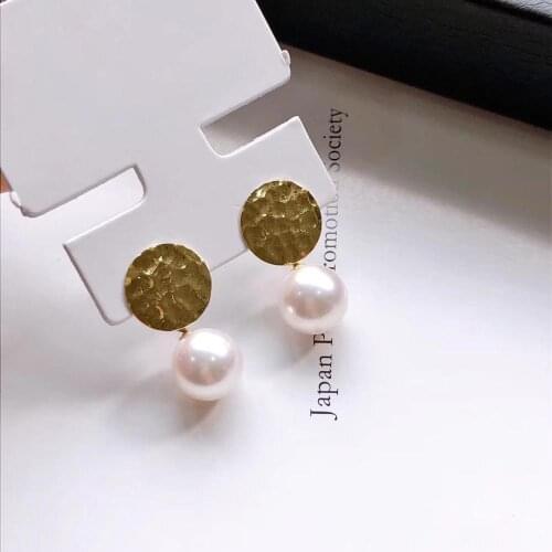 Y211 Fine Jewelry 18 K White Gold Natural Diamonds Made In Japan Akoya Pearls 8-8.5mm Drop Earrings for Women Fine Pearls