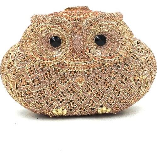 Animal bird design clutch women evening party bag diamonds owl shape crystal purses bridal wedding party crystal clutches