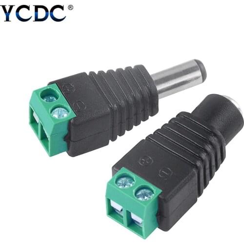 Female Male DC connector 2.1*5.5mm Power Jack Adapter Plug Cable Connector for 5050/3528/5630 LED Strip Lights