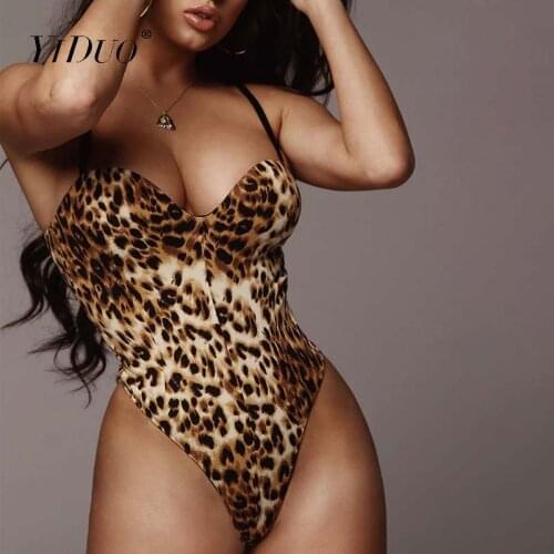 YiDuo Women Animal Leopard Print Sexy Bodysuit 2020 Nightclub Party Top Body Mujer Spaghetti Straps Skinny Bodysuits Summer