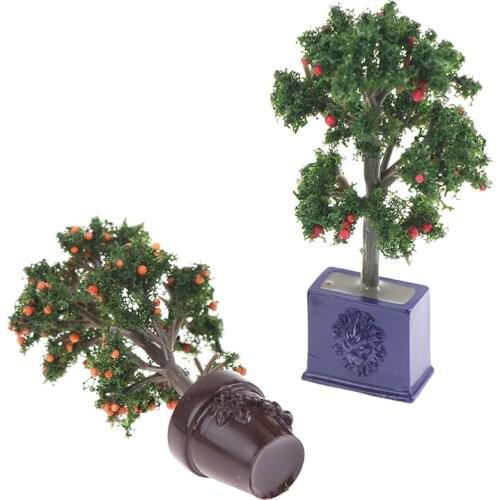 1/12 Potted Tangerine Tree Plant Miniature Fairy Garden Plants Fruit Trees Plants Dollhouse Miniature Accessory