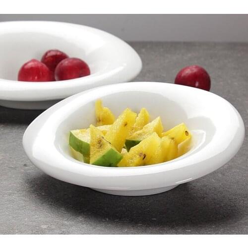 12 inch ceramic fruit salad bowl household white large irregular tableware western noodle bowl Nordic special-shaped meal plate