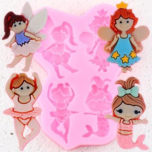 3D Flower Fairy Silicone Molds DIY Baby Birthday Cake Decorating Tools Fondant Mold Candy Polymer Clay Chocolate Gumpaste Moulds