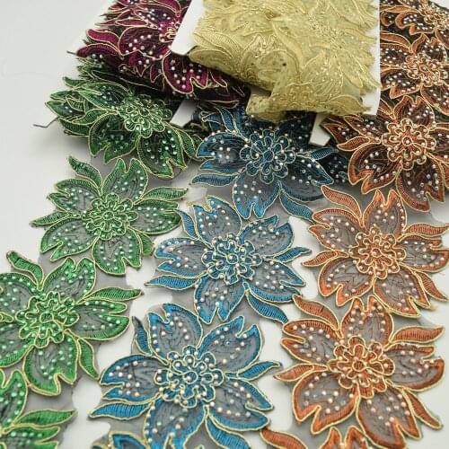4.8yards Green Embroidered beads lace trim Bridal Wedding tulle Veil trim Sew on craft wide:9cm 5colors
