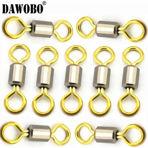 DAWOBO Double color 50 Pcs Swivel Pin Connector Stainless Steel Sea Fishing Tackle Hook Connector Fishing Snap length 6# 7# 8