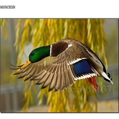 5D Diy Diamond Painting Cross Stitch Flying Wild Duck Needlework Diamond Embroidery Full Round Mosaic Decoration Resin Stickers