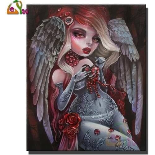 5D Diy Diamond Painting Cross Stitch Kit Gothic Fantasy Diamond Inlaid Red Hair Angel Home Decor Painting Living Room Bedroom