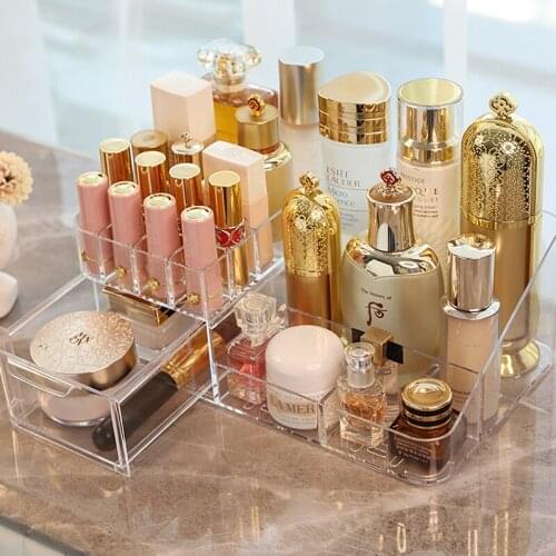 Large Makeup Organizer Office Organizer Box Cosmetic Plastic Storage Box Bathroom Cosmetic Storage Case Desktop Finishing Box