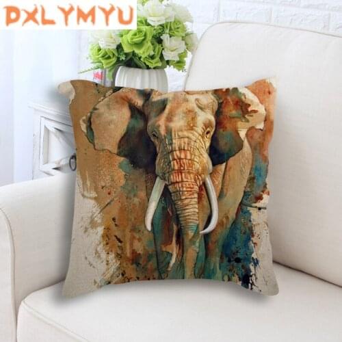 Colorful Elephant Cushion Cotton Linen Pillow Cushion Sofa Bedroom Home Decorative Throw Pillow Cartoon Cushion No filling