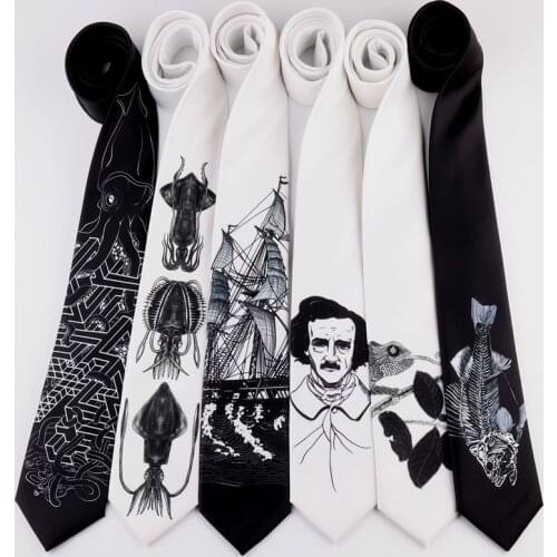 Free Shipping New Male mens Original design Printing Fun 7CM Tie Retro Casual Personality Arts Female Student Sketch necktie