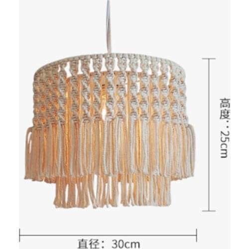Handmade Cotton Rope Boho Macrame Lamp Cover Boho Ornament Decor Lampshade Macrame Woven Tapestry
