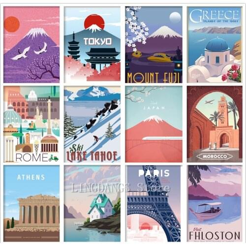 5d Diy Diamond Painting Japan Mount Fuji Tourist City Island Poster Landscape Diamond Mosaic Embroidery Cross Stitch Home Decor