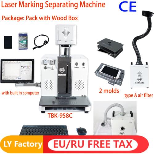Tbk 958c Laser Marking Separate Machine with Smoke air filter wireless control laser separate machine for iphone glass repair