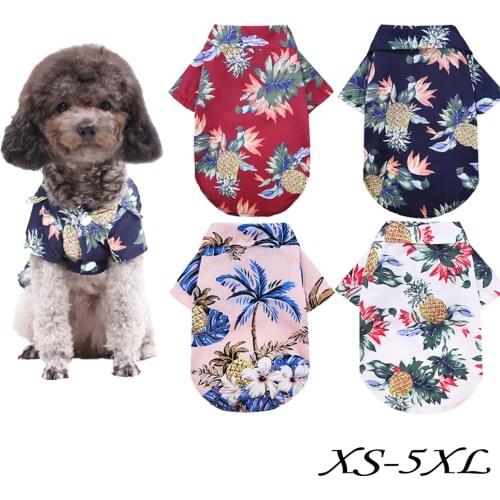 Summer Pet Printed Clothes For Dogs Floral Beach Shirt Jackets Dog Coat Costume Cat Spring T-Shirt Hawaiian Clothing Outfits