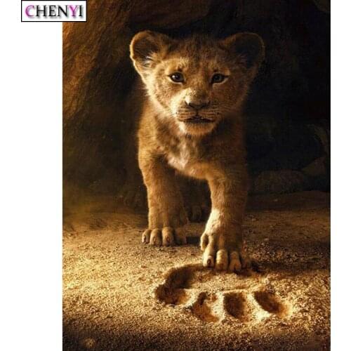 CHENYI 5D Diamond Painting Cross Stitch Canvas Painting Animal Lion Diamond Embroidery Mosaic Pictures For Home Decor Wall Art