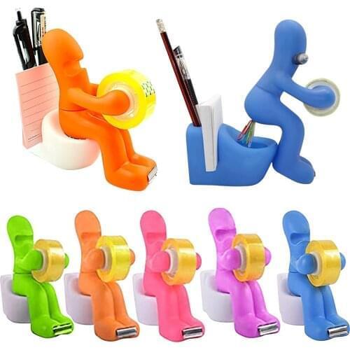 Multifunction Creative Desktop Supply Station Coola Toilet Tape Seat Penholder Tape Dispenser For Office Children Tools Gifts