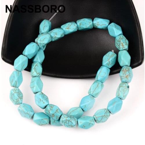 Fashion 8x12mm Blue Polygon Natural Stone Beads Loose Spacer Beads For Jewelry Making Necklace Bracelet NASSBORO Accessories