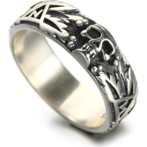 Men S925 Silver Accessories Hot Selling Skull Wrench Ring Punk