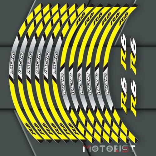 A set of 12pcs high quality motorcycle wheel decals waterproof Reflective stickers rim stripes For Yamaha YZF R6